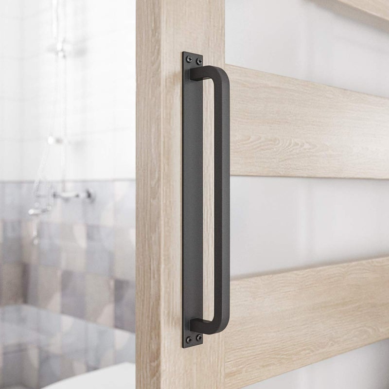 SMARTSTANDARD 12â€ Antique Rustic Handmade Barn Door Handles, Black Flush Long Base Handle Pull, for Gate, Shed, Garage - Image 1